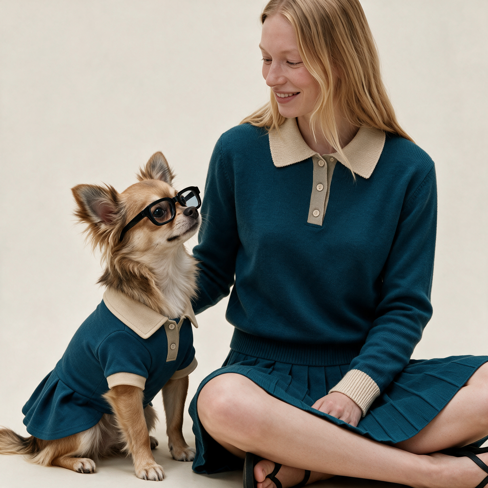 Vestido Polo Oxford KOVA para perro color Azul — vista 3