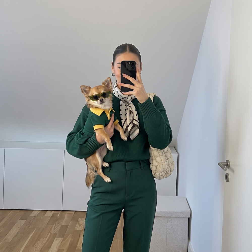 Vestido Polo Oxford KOVA para perro color Verde — vista 3